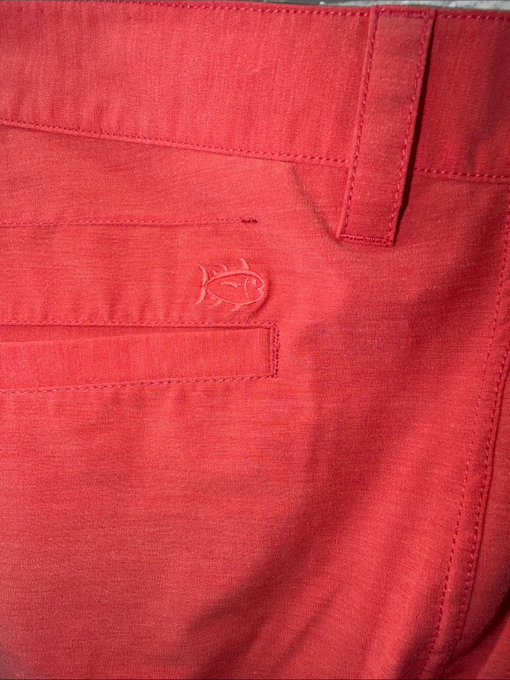 Coral Southern Tide Shorts with Embroidered Fish Logo